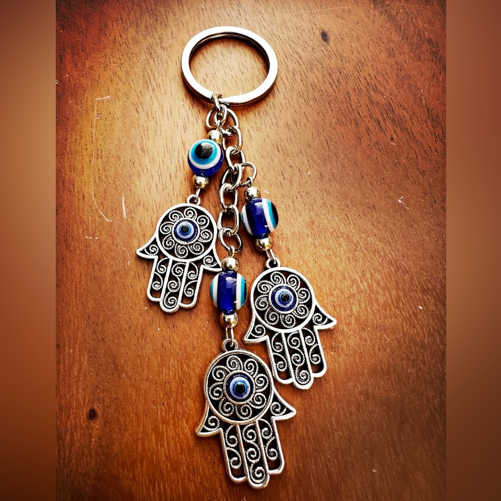 Hamsa Triple Hand Protective Eye Key Chain